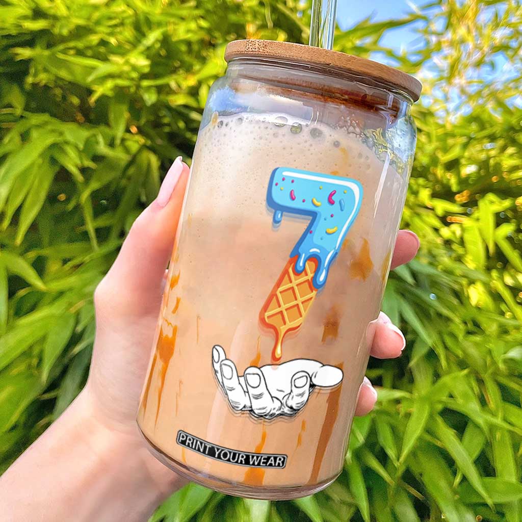 Funny 67 Six Seven Meme Couple Matching Glass Can Number 7 Baseball Ice Cream Drip TS10 Black Print Your Wear