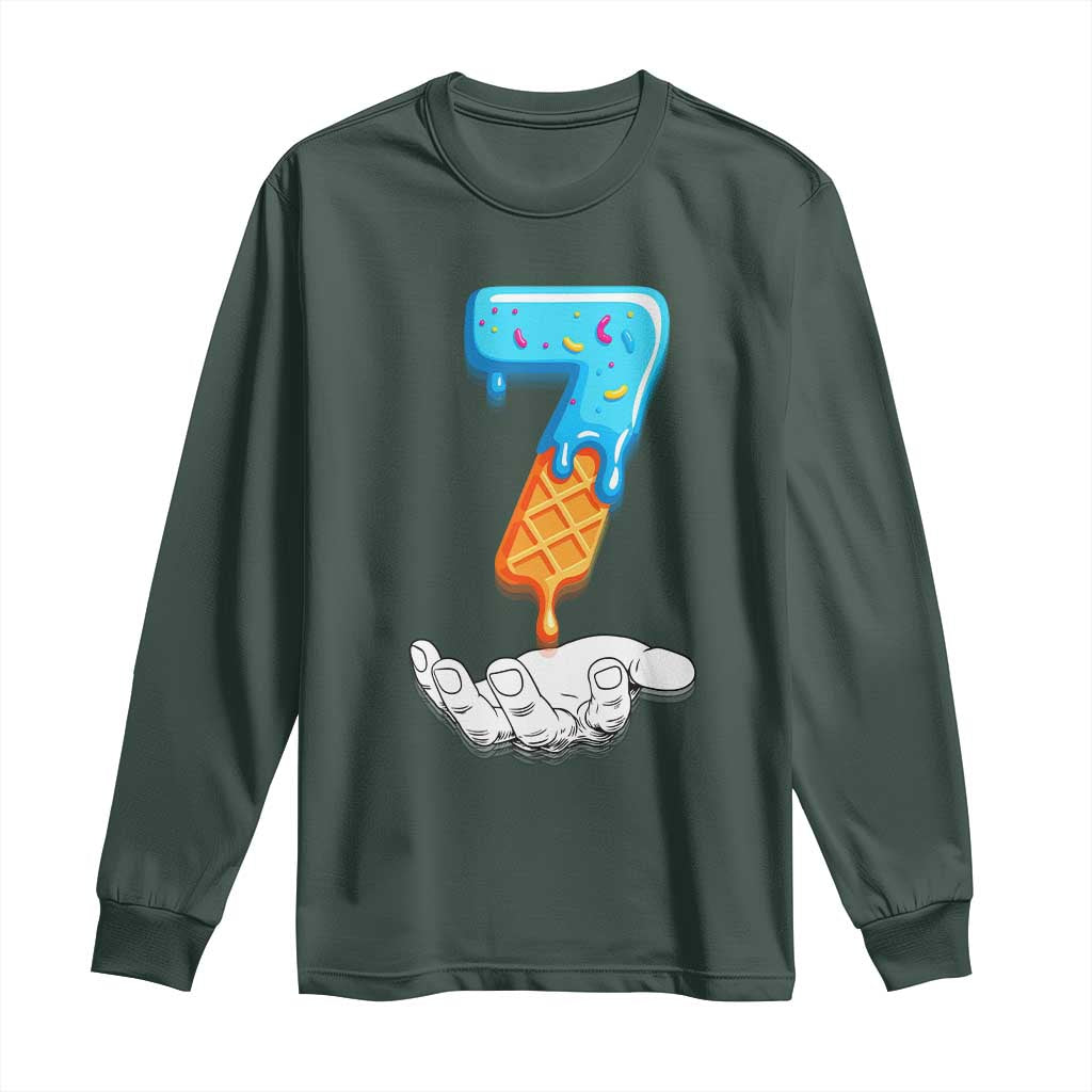 Funny 67 Six Seven Meme Couple Matching Long Sleeve Shirt Number 7 Baseball Ice Cream Drip TS10 Dark Forest Green Print Your Wear