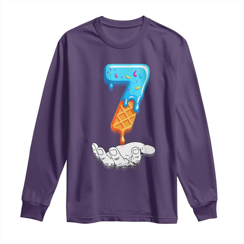 Funny 67 Six Seven Meme Couple Matching Long Sleeve Shirt Number 7 Baseball Ice Cream Drip TS10 Purple Print Your Wear