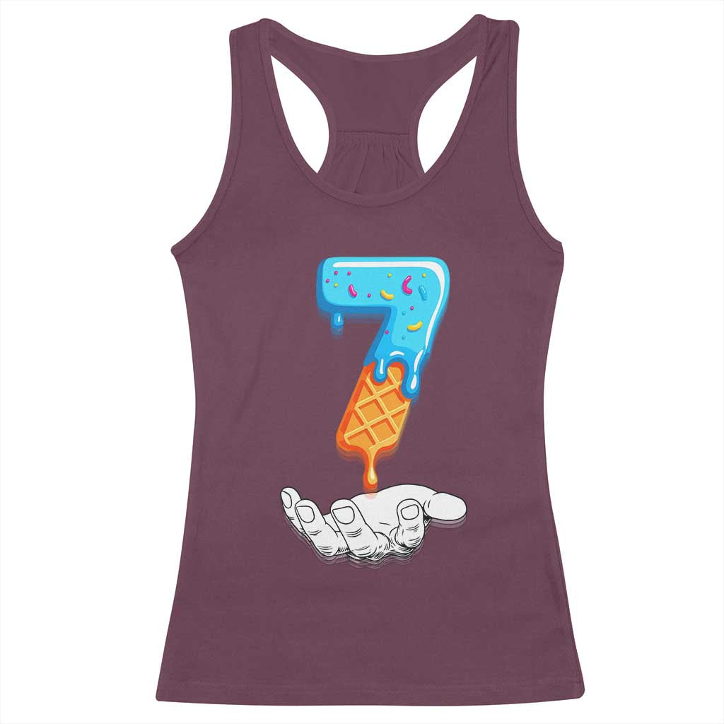 Funny 67 Six Seven Meme Couple Matching Racerback Tank Top Number 7 Baseball Ice Cream Drip TS10 Maroon Print Your Wear