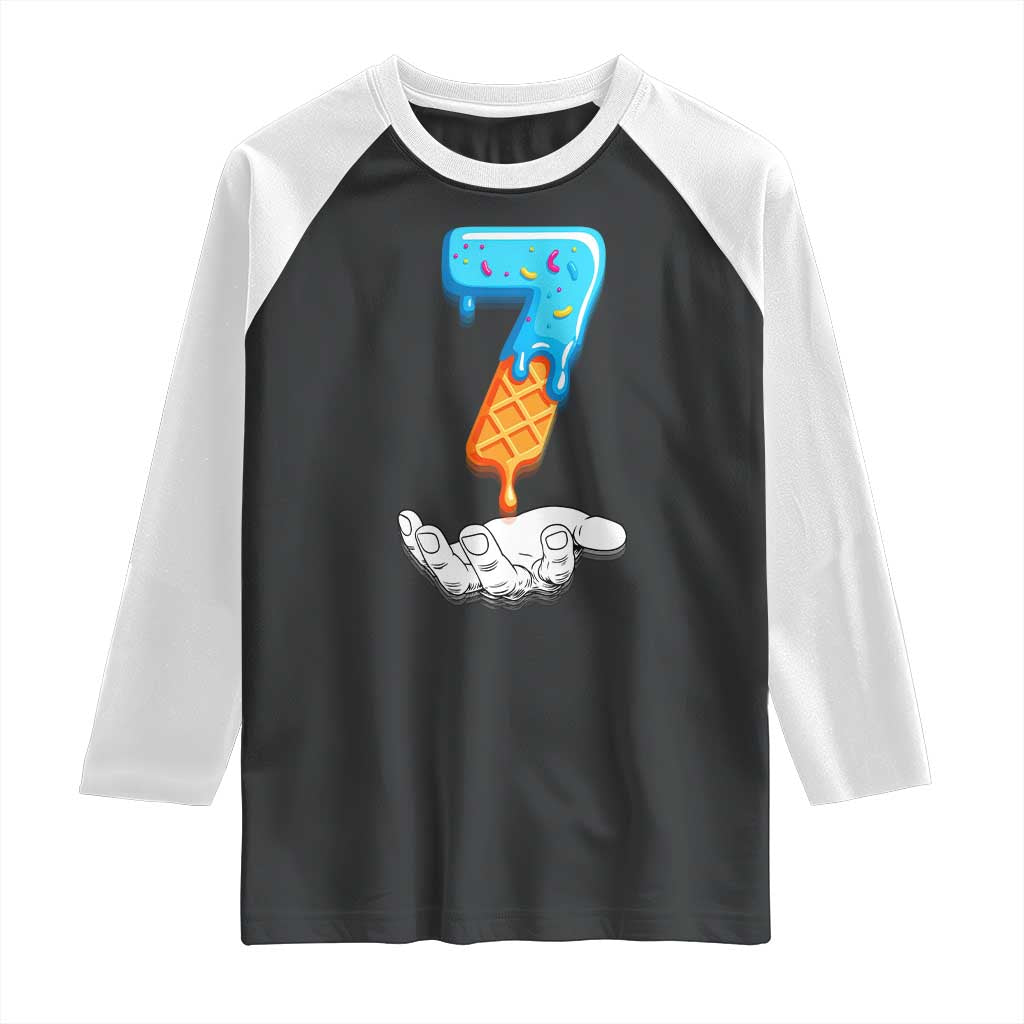 Funny 67 Six Seven Meme Couple Matching Raglan Shirt Number 7 Baseball Ice Cream Drip TS10 Black White Print Your Wear