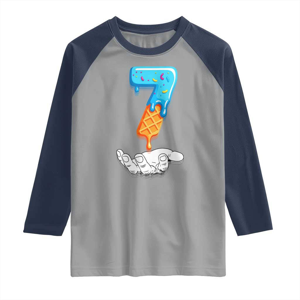 Funny 67 Six Seven Meme Couple Matching Raglan Shirt Number 7 Baseball Ice Cream Drip TS10 Sport Gray Navy Print Your Wear