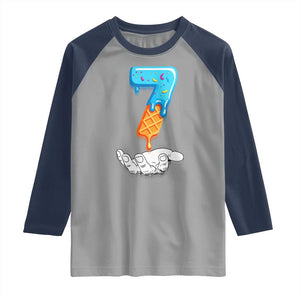 Funny 67 Six Seven Meme Couple Matching Raglan Shirt Number 7 Baseball Ice Cream Drip TS10 Sport Gray Navy Print Your Wear