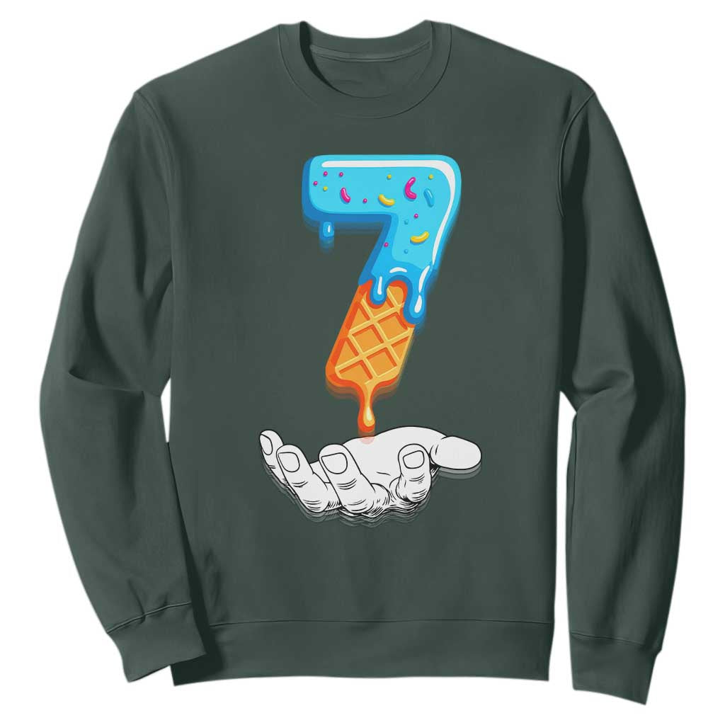 Funny 67 Six Seven Meme Couple Matching Sweatshirt Number 7 Baseball Ice Cream Drip TS10 Dark Forest Green Print Your Wear