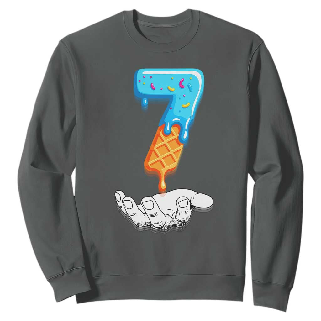 Funny 67 Six Seven Meme Couple Matching Sweatshirt Number 7 Baseball Ice Cream Drip TS10 Dark Heather Print Your Wear