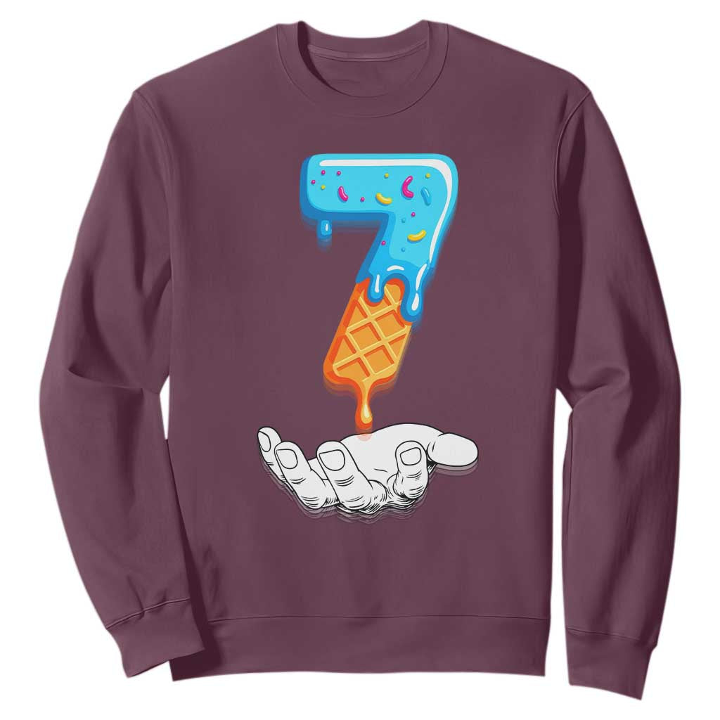 Funny 67 Six Seven Meme Couple Matching Sweatshirt Number 7 Baseball Ice Cream Drip TS10 Maroon Print Your Wear