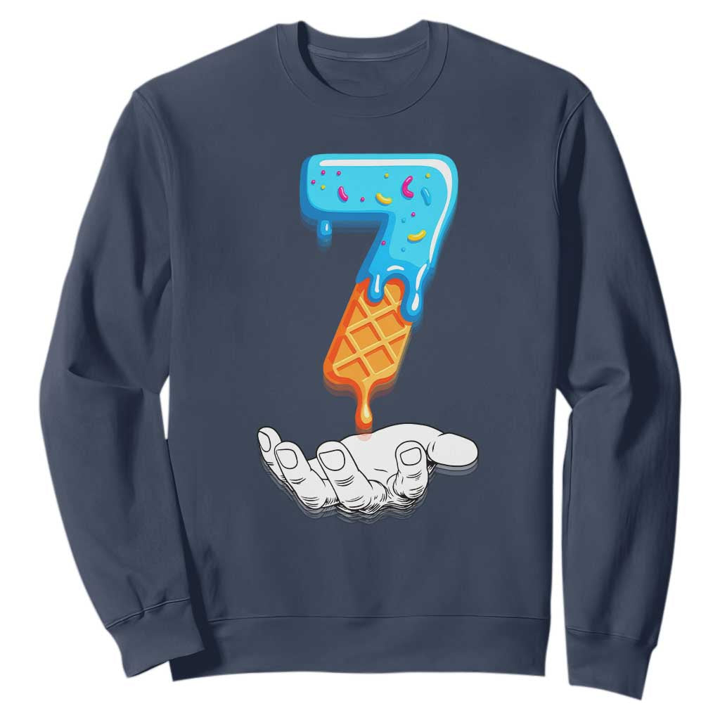 Funny 67 Six Seven Meme Couple Matching Sweatshirt Number 7 Baseball Ice Cream Drip TS10 Navy Print Your Wear