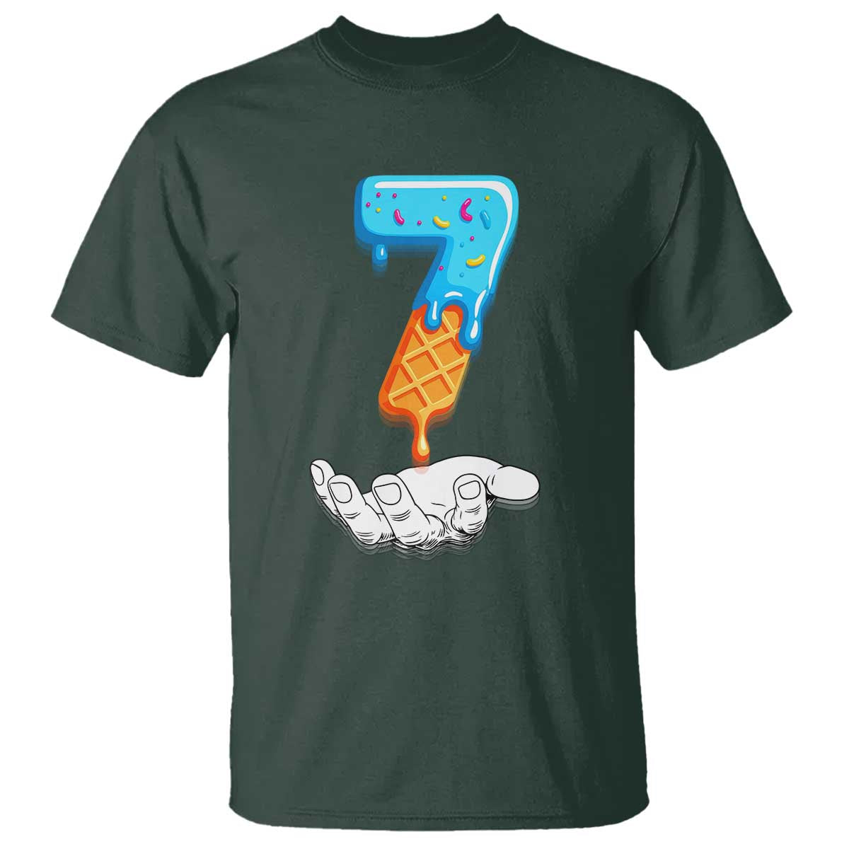 Funny 67 Six Seven Meme Couple Matching T Shirt Number 7 Baseball Ice Cream Drip TS10 Dark Forest Green Print Your Wear