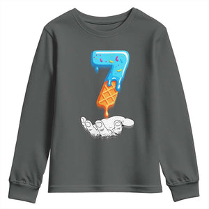 Funny 67 Six Seven Meme Couple Matching Youth Sweatshirt Number 7 Baseball Ice Cream Drip TS10 Dark Heather Print Your Wear