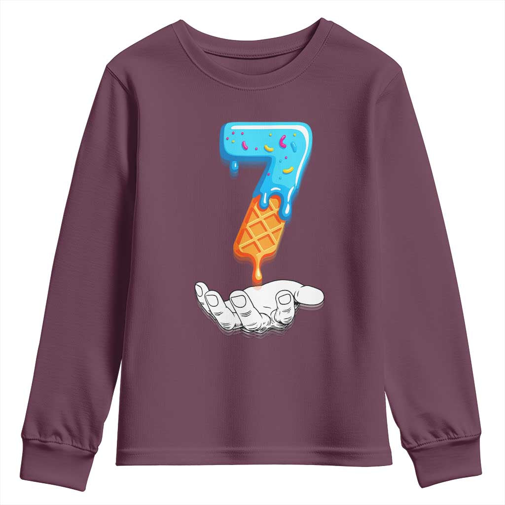 Funny 67 Six Seven Meme Couple Matching Youth Sweatshirt Number 7 Baseball Ice Cream Drip TS10 Maroon Print Your Wear