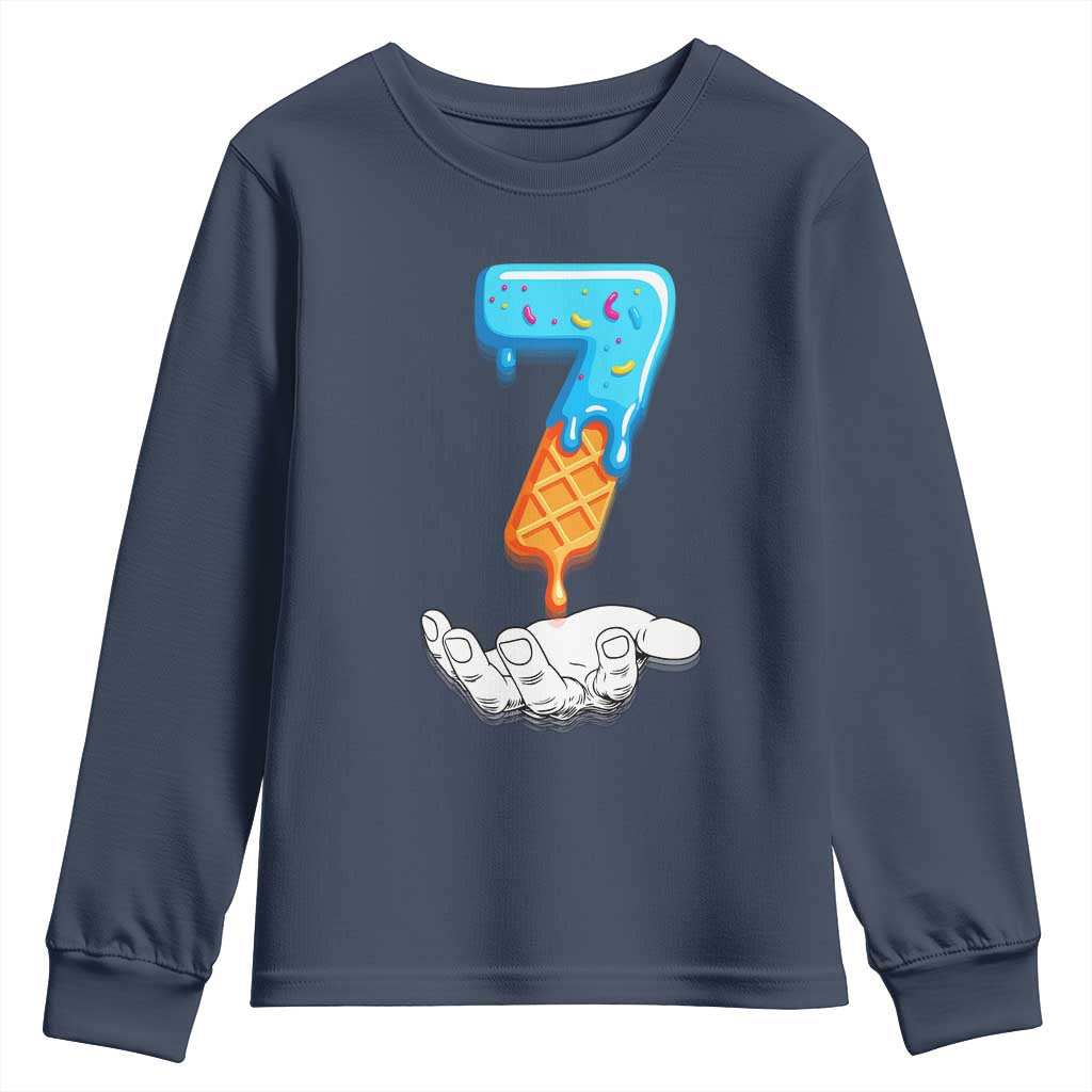 Funny 67 Six Seven Meme Couple Matching Youth Sweatshirt Number 7 Baseball Ice Cream Drip TS10 Navy Print Your Wear