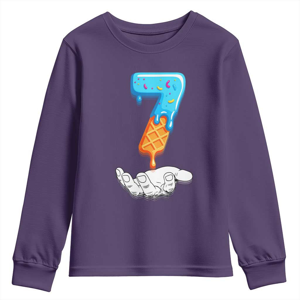 Funny 67 Six Seven Meme Couple Matching Youth Sweatshirt Number 7 Baseball Ice Cream Drip TS10 Purple Print Your Wear