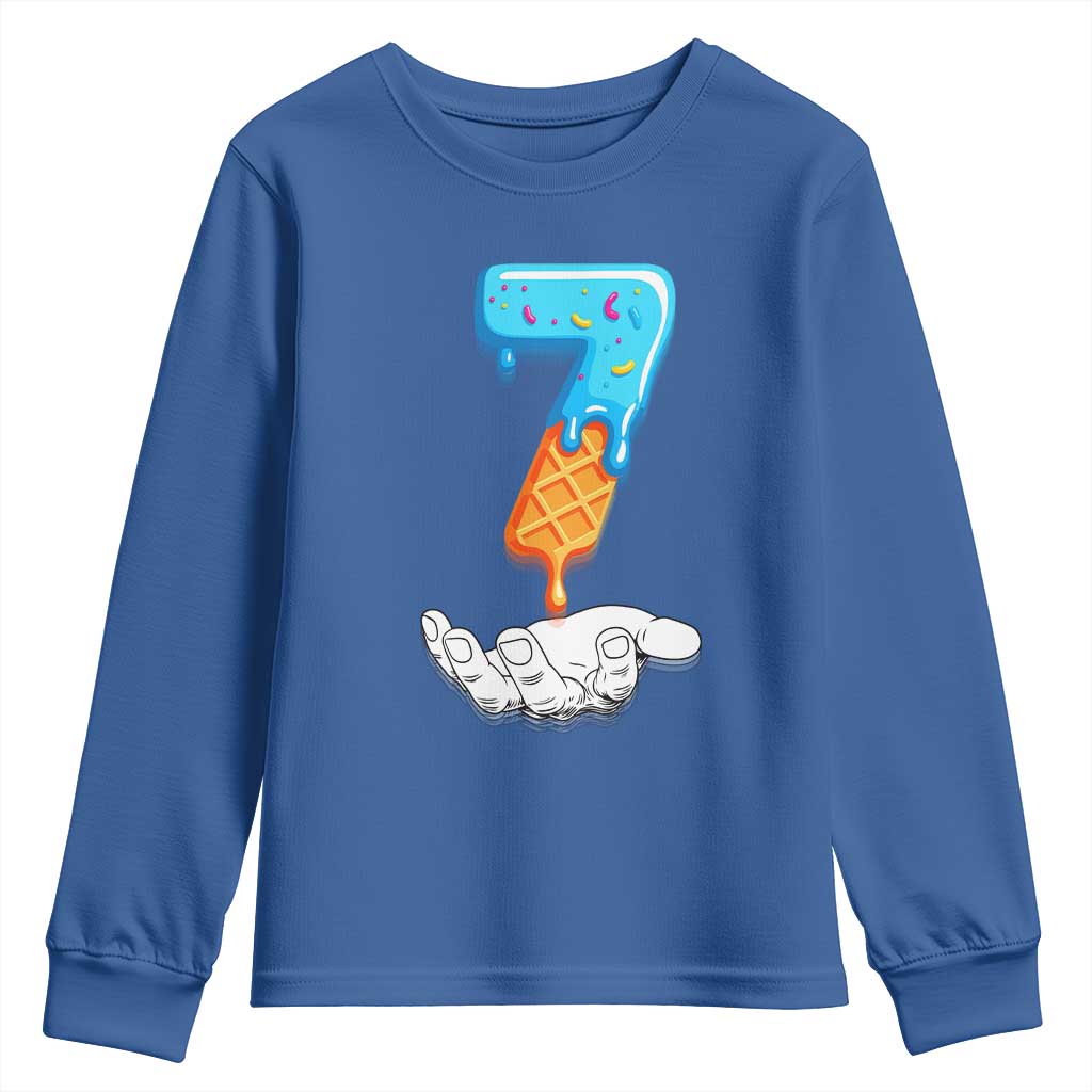 Funny 67 Six Seven Meme Couple Matching Youth Sweatshirt Number 7 Baseball Ice Cream Drip TS10 Royal Blue Print Your Wear