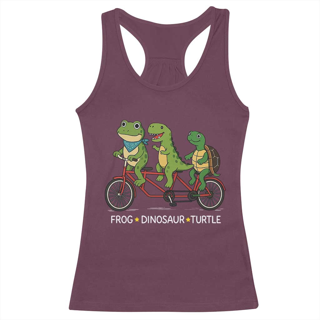 Subtle FDT Racerback Tank Top Frog Dinosaur Turtle Political Satire TS10 Maroon Print Your Wear
