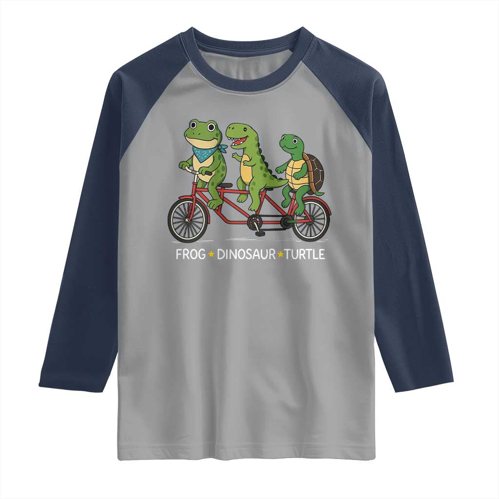 Subtle FDT Raglan Shirt Frog Dinosaur Turtle Political Satire TS10 Sport Gray Navy Print Your Wear