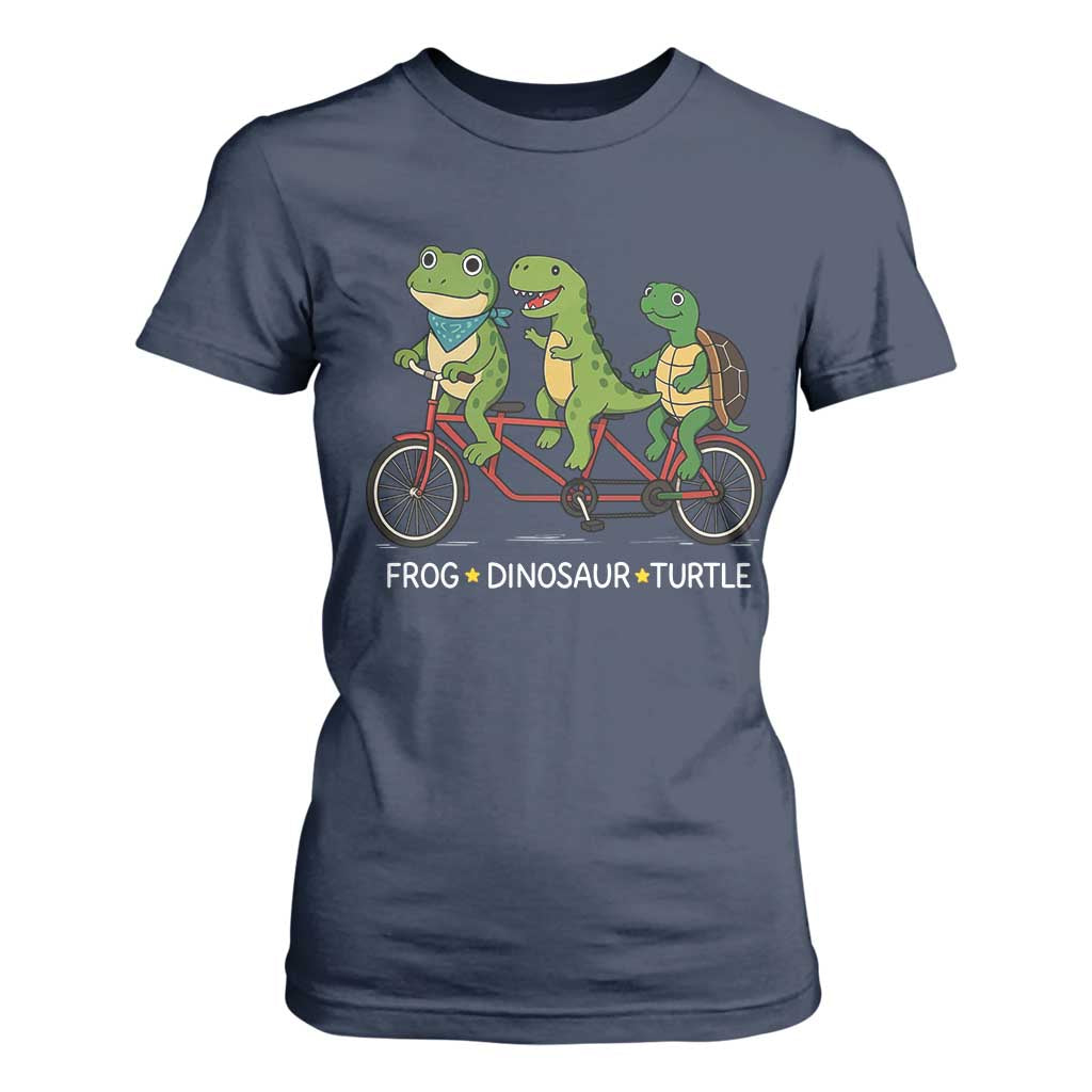 Subtle FDT T Shirt For Women Frog Dinosaur Turtle Political Satire TS10 Navy Print Your Wear