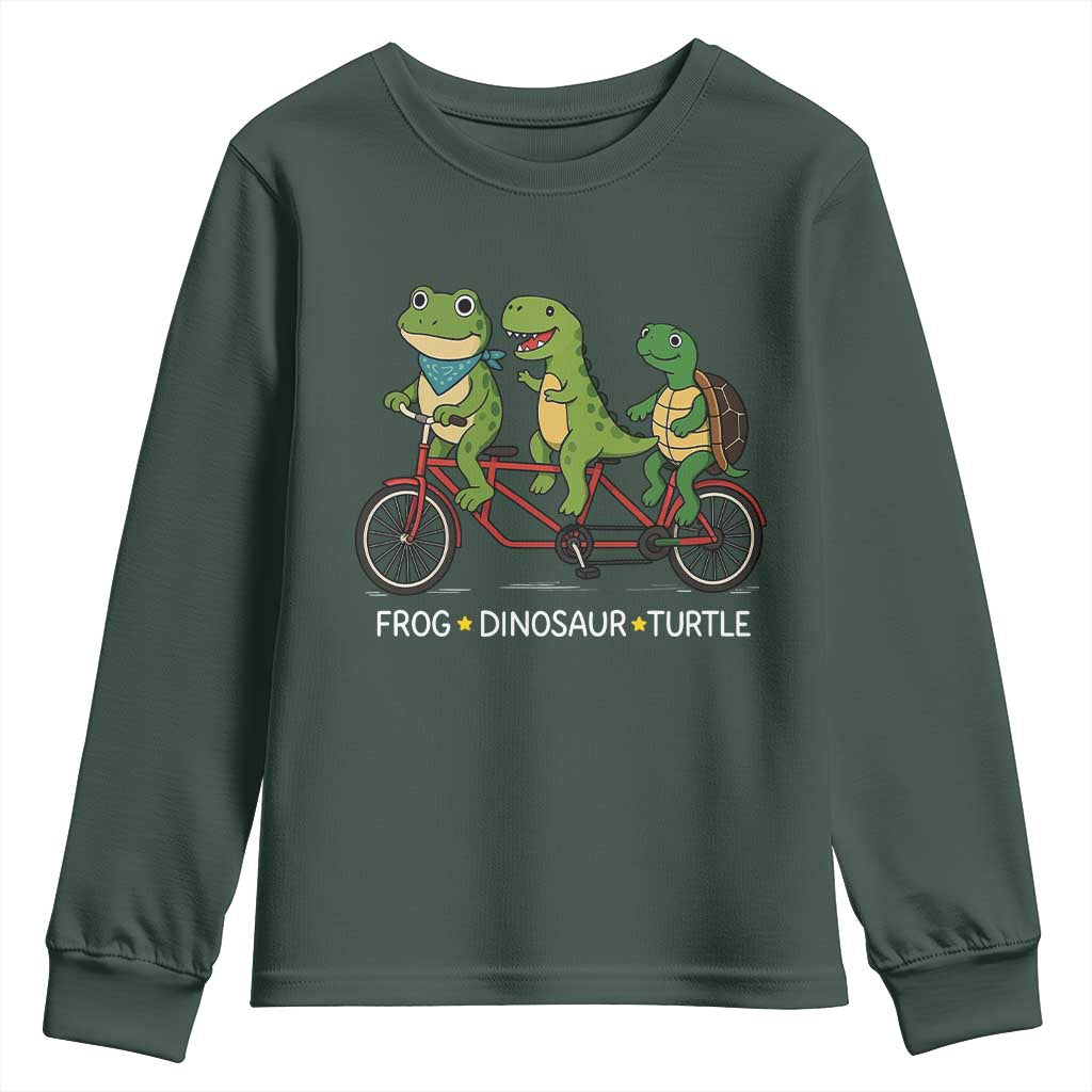 Subtle FDT Youth Sweatshirt Frog Dinosaur Turtle Political Satire TS10 Dark Forest Green Print Your Wear