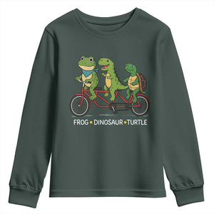 Subtle FDT Youth Sweatshirt Frog Dinosaur Turtle Political Satire TS10 Dark Forest Green Print Your Wear