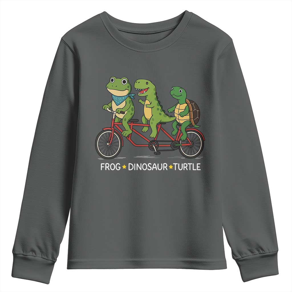 Subtle FDT Youth Sweatshirt Frog Dinosaur Turtle Political Satire TS10 Dark Heather Print Your Wear