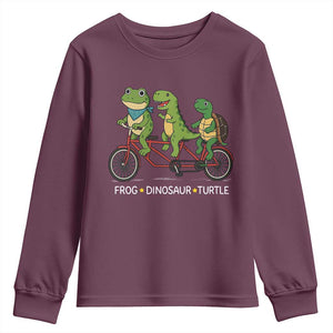Subtle FDT Youth Sweatshirt Frog Dinosaur Turtle Political Satire TS10 Maroon Print Your Wear