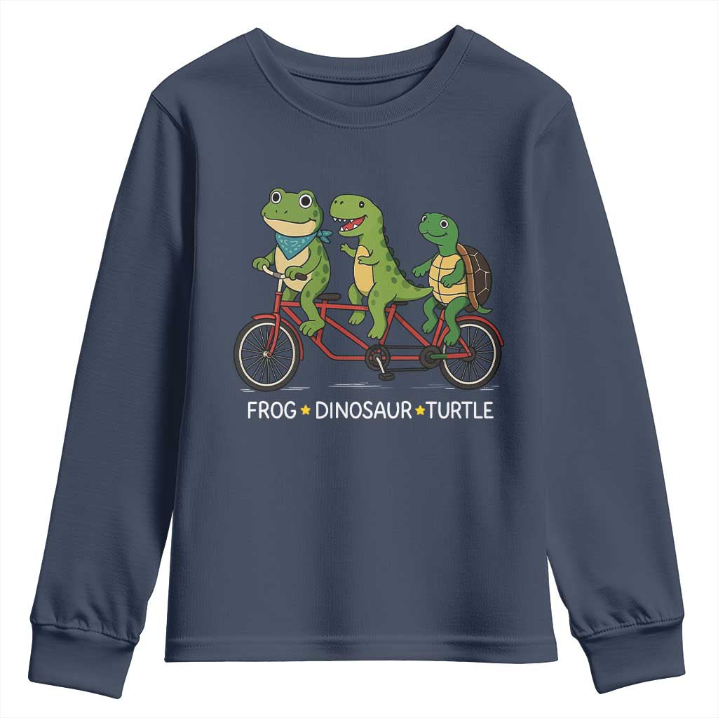 Subtle FDT Youth Sweatshirt Frog Dinosaur Turtle Political Satire TS10 Navy Print Your Wear