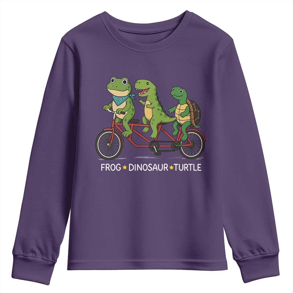 Subtle FDT Youth Sweatshirt Frog Dinosaur Turtle Political Satire TS10 Purple Print Your Wear