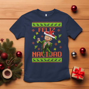 Funny Christmas Trump T Shirt Feliz Navidad Ugly Christmas Sweater Dancing Trump TS10 Navy Print Your Wear