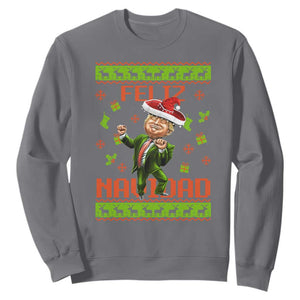 Funny Christmas Trump Sweatshirt Feliz Navidad Ugly Christmas Sweater Dancing Trump TS10 Charcoal Print Your Wear