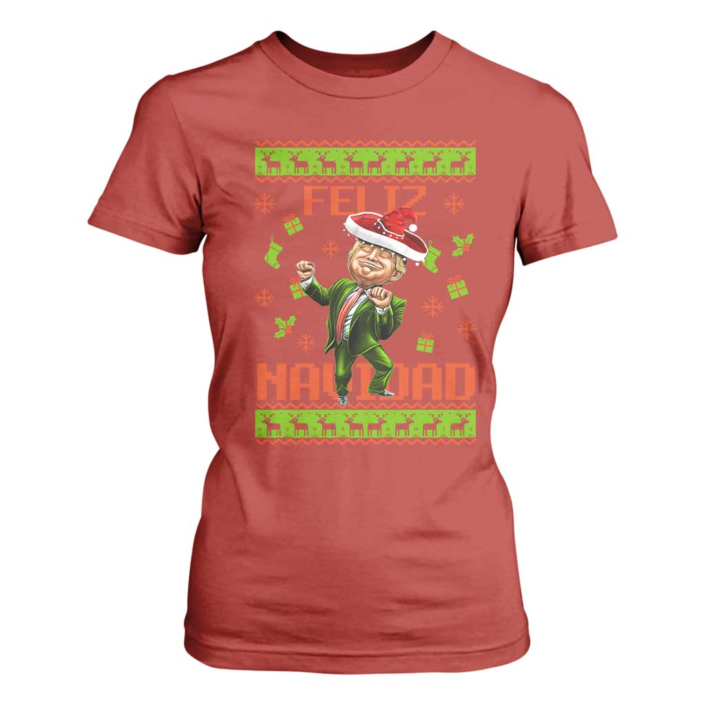 Funny Christmas Trump T Shirt For Women Feliz Navidad Ugly Christmas Sweater Dancing Trump TS10 Red Print Your Wear