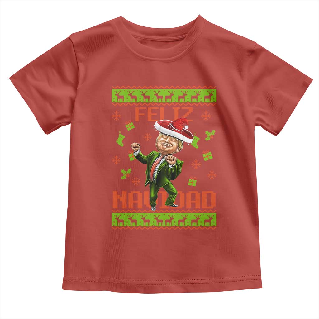 Funny Christmas Trump Toddler T Shirt Feliz Navidad Ugly Christmas Sweater Dancing Trump TS10 Red Print Your Wear