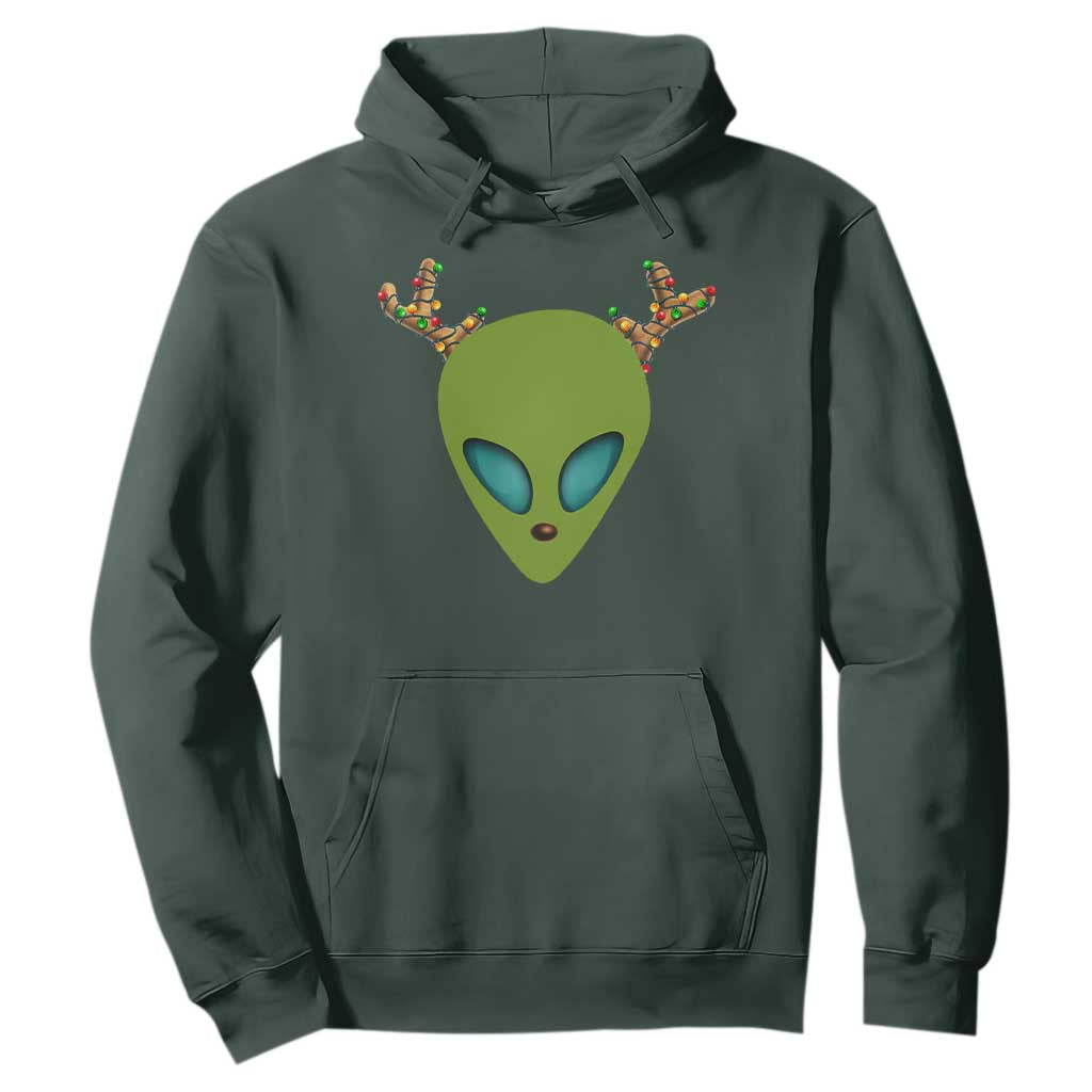 Alien Christmas Hoodie Funny Humans Aren't Real Cute UFO Gift TS10 Dark Forest Green Print Your Wear