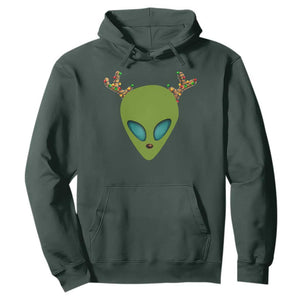 Alien Christmas Hoodie Funny Humans Aren't Real Cute UFO Gift TS10 Dark Forest Green Print Your Wear
