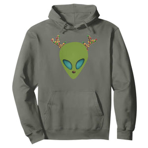 Alien Christmas Hoodie Funny Humans Aren't Real Cute UFO Gift TS10 Military Green Print Your Wear