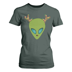 Alien Christmas T Shirt For Women Funny Humans Aren't Real Cute UFO Gift TS10 Dark Forest Green Print Your Wear