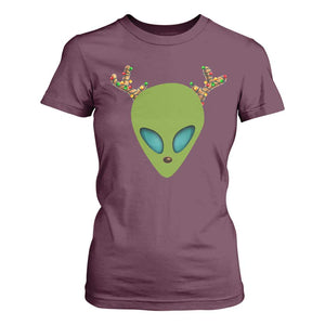 Alien Christmas T Shirt For Women Funny Humans Aren't Real Cute UFO Gift TS10 Maroon Print Your Wear