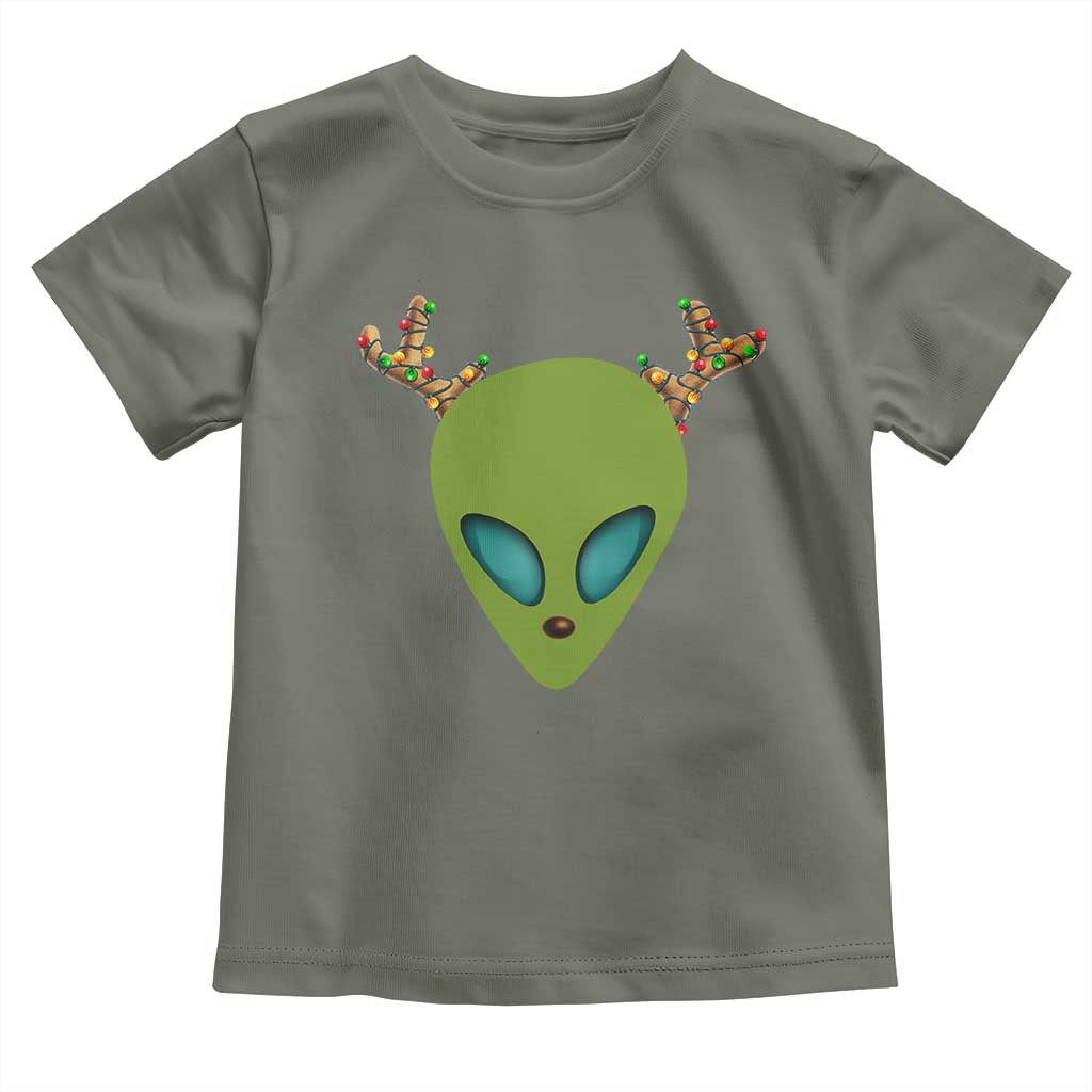 Alien Christmas Toddler T Shirt Funny Humans Aren't Real Cute UFO Gift TS10 Military Green Print Your Wear