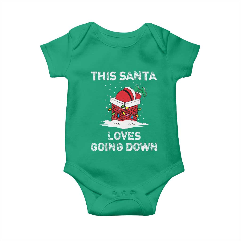 Christmas Santa Baby Onesie Funny This Santa Loves Going Down TS10 Irish Green Print Your Wear