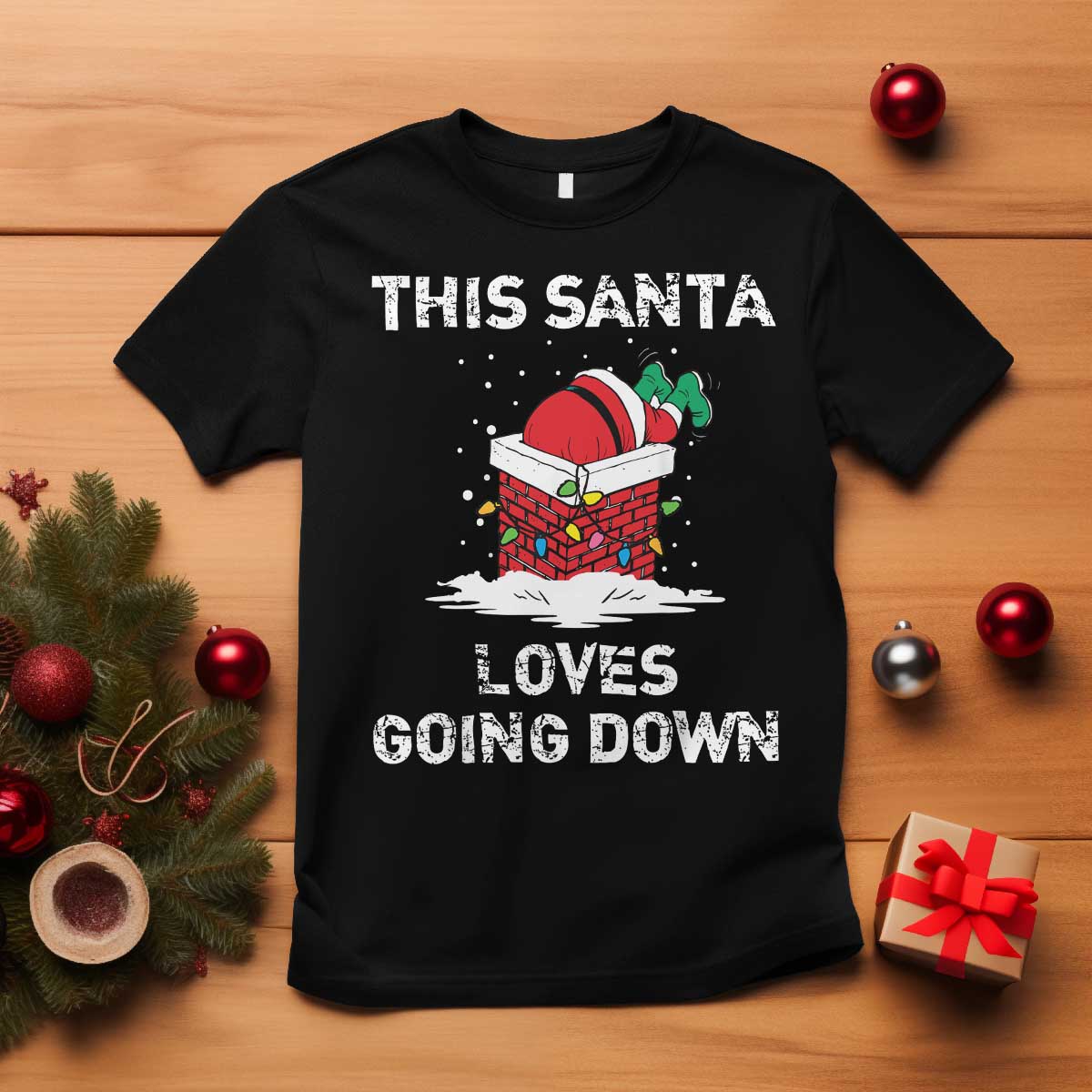 Christmas Santa T Shirt Funny This Santa Loves Going Down TS10 Black Print Your Wear