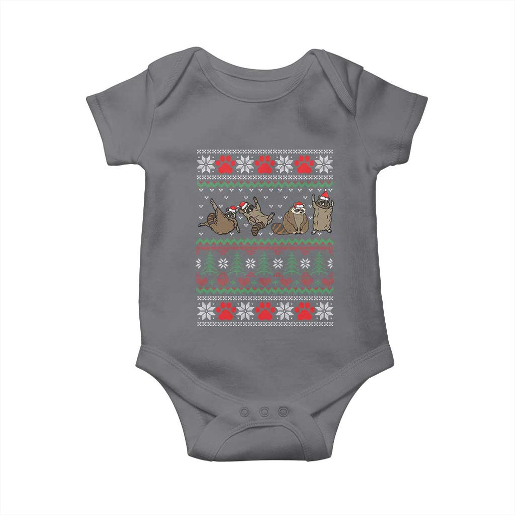Raccoon Christmas Baby Onesie Funny Ugly Christmas TS10 Charcoal Print Your Wear
