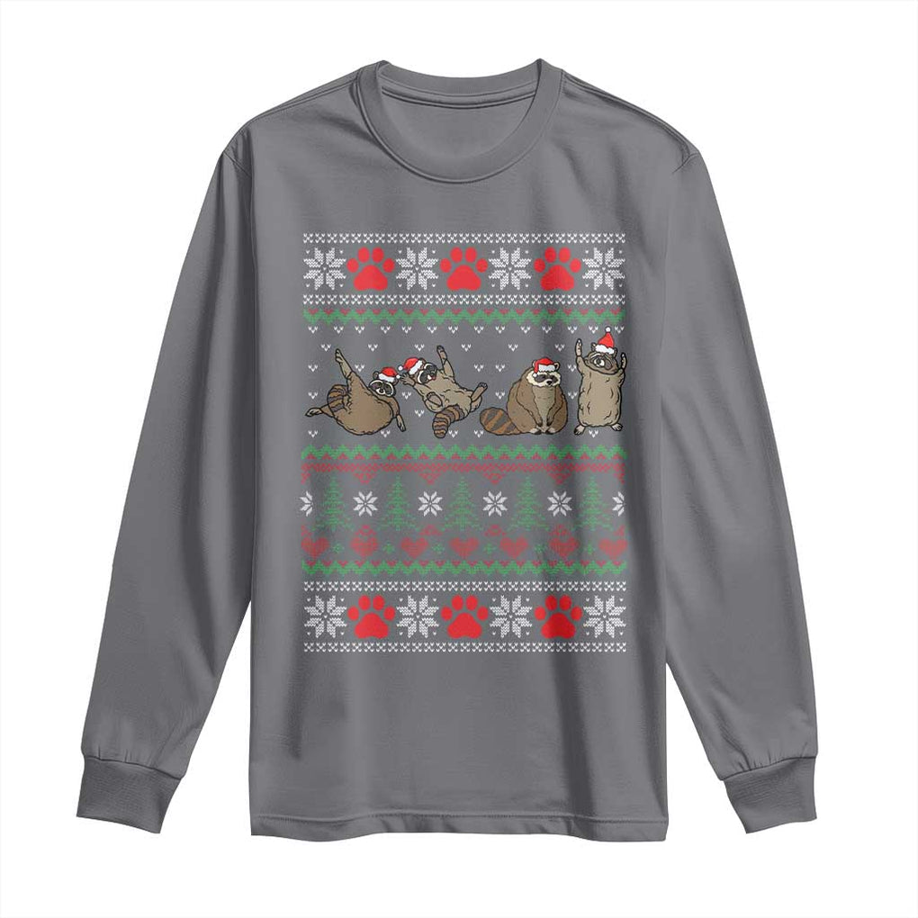 Raccoon Christmas Long Sleeve Shirt Funny Ugly Christmas TS10 Charcoal Print Your Wear