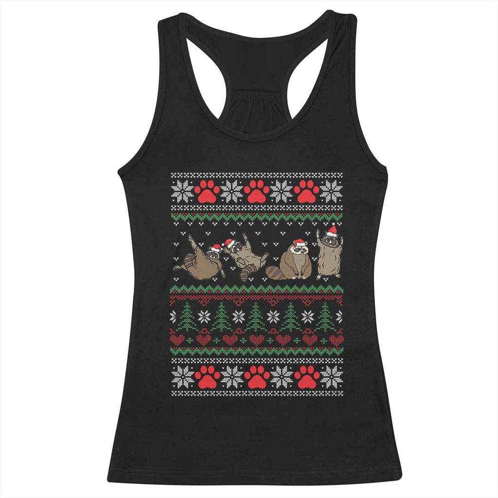 Raccoon Christmas Racerback Tank Top Funny Ugly Christmas TS10 Black Print Your Wear