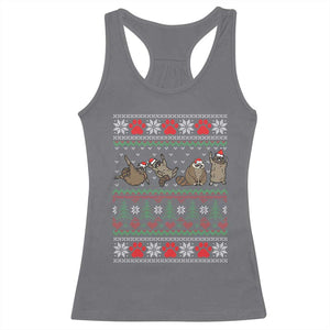 Raccoon Christmas Racerback Tank Top Funny Ugly Christmas TS10 Charcoal Print Your Wear