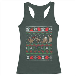 Raccoon Christmas Racerback Tank Top Funny Ugly Christmas TS10 Dark Forest Green Print Your Wear