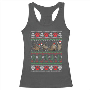 Raccoon Christmas Racerback Tank Top Funny Ugly Christmas TS10 Dark Heather Print Your Wear