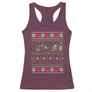 Raccoon Christmas Racerback Tank Top Funny Ugly Christmas TS10 Maroon Print Your Wear