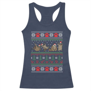 Raccoon Christmas Racerback Tank Top Funny Ugly Christmas TS10 Navy Print Your Wear