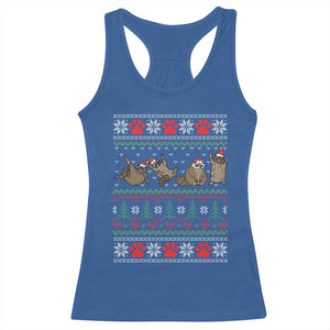 Raccoon Christmas Racerback Tank Top Funny Ugly Christmas TS10 Royal Blue Print Your Wear