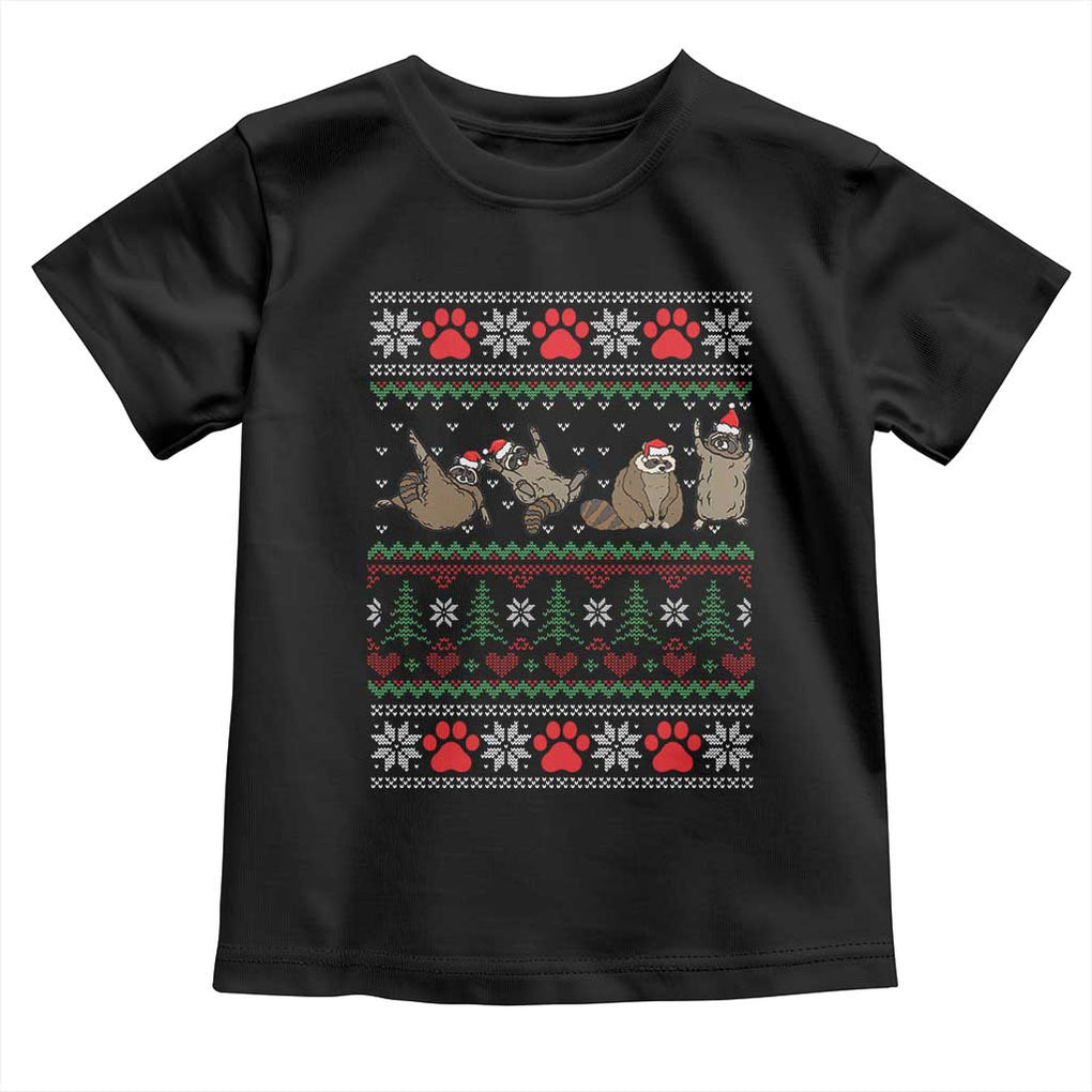 Raccoon Christmas Toddler T Shirt Funny Ugly Christmas TS10 Black Print Your Wear
