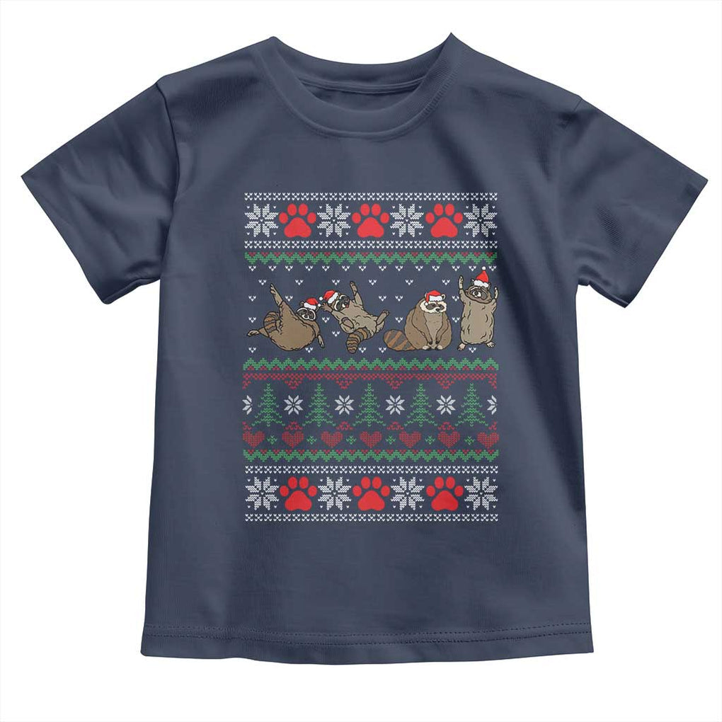 Raccoon Christmas Toddler T Shirt Funny Ugly Christmas TS10 Navy Print Your Wear