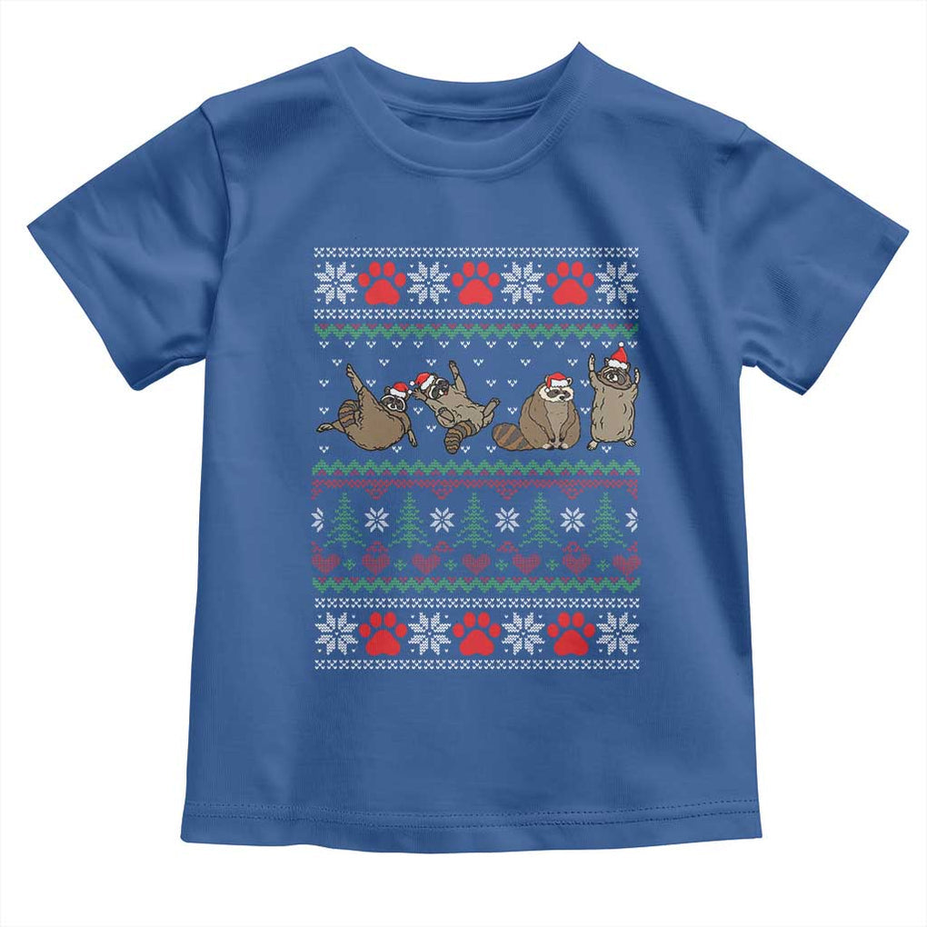 Raccoon Christmas Toddler T Shirt Funny Ugly Christmas TS10 Royal Blue Print Your Wear